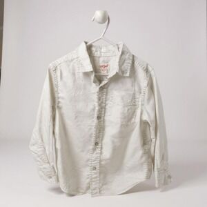 Cat & Jack Button-Up Shirt‎ Boys Size XS 4/5 White Long Sleeve Collared Top
